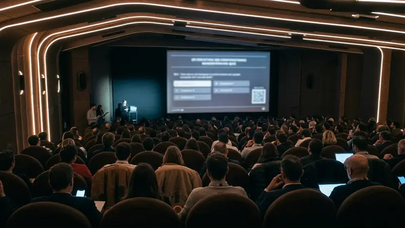 Question à choix multiples et QR code de connexion à l’écran