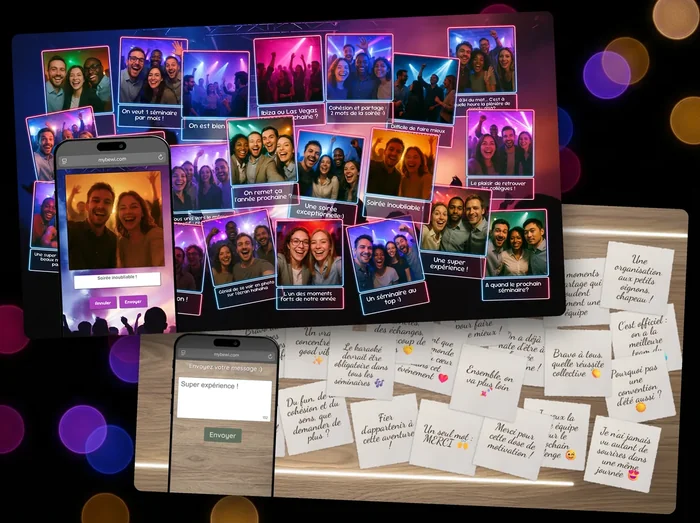Mur de selfies et livre d’or digital en soirée